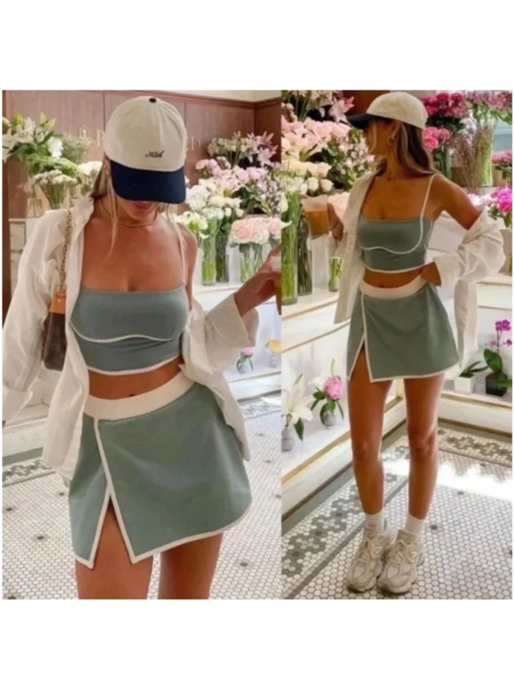 Alo Airbrush streamlined skirt and crop top set